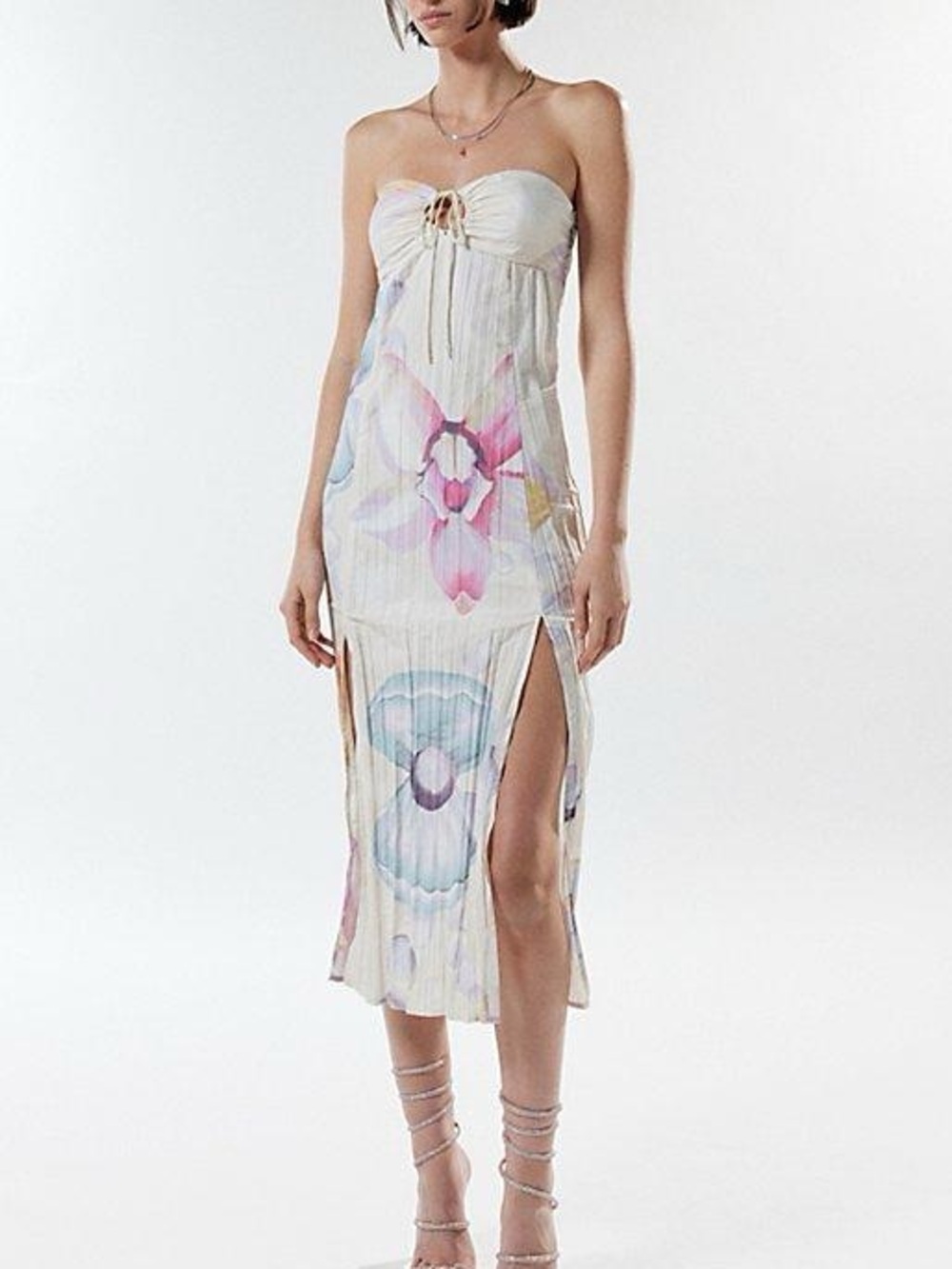 NWT Urban Outfitters Silence & Noise floral pearl printed strapless midi dress